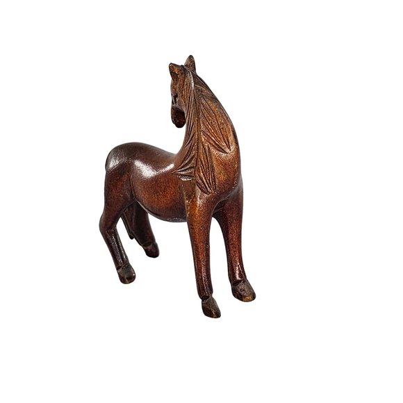 Vintage Wood Carved Horse Looking Back Miniature Figurine Folk Art - Picture 4 of 8